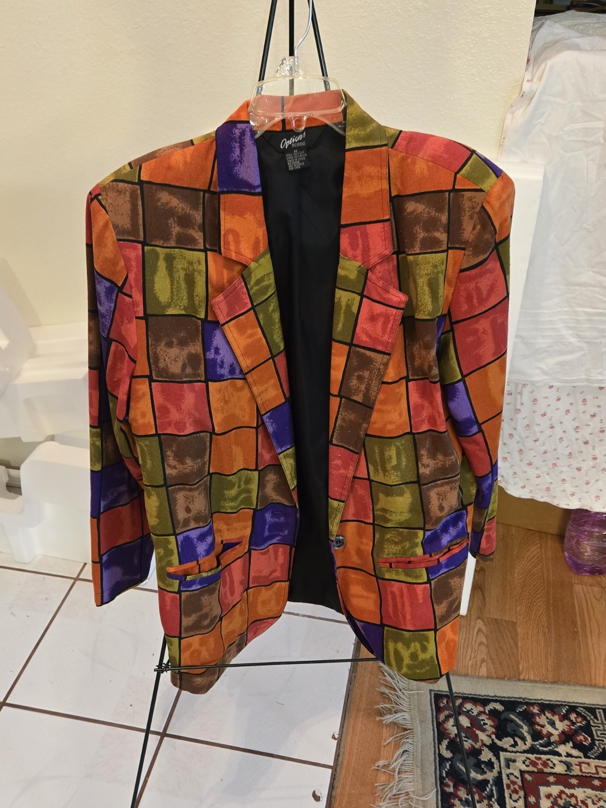 Melrose Vintage Patchwork  Pattern   💯 Silk Blaz… - image 1