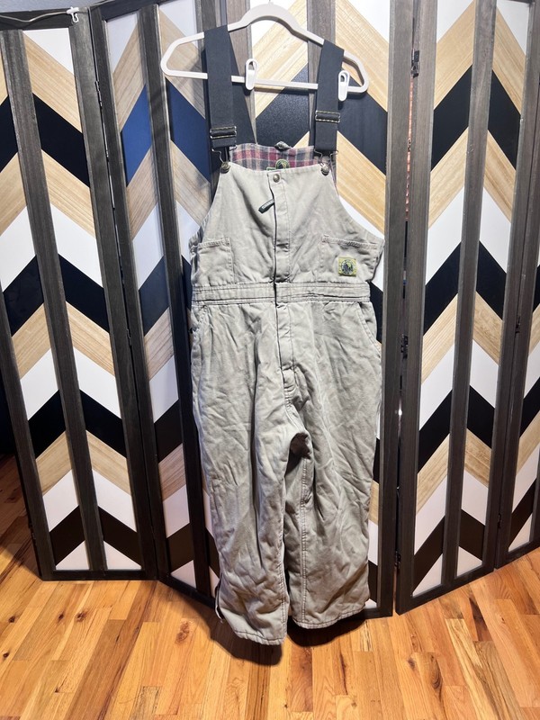 Women's Berne Insulated Workwear Duck Bib Overalls Khaki Canvas Quilted Lined XL
