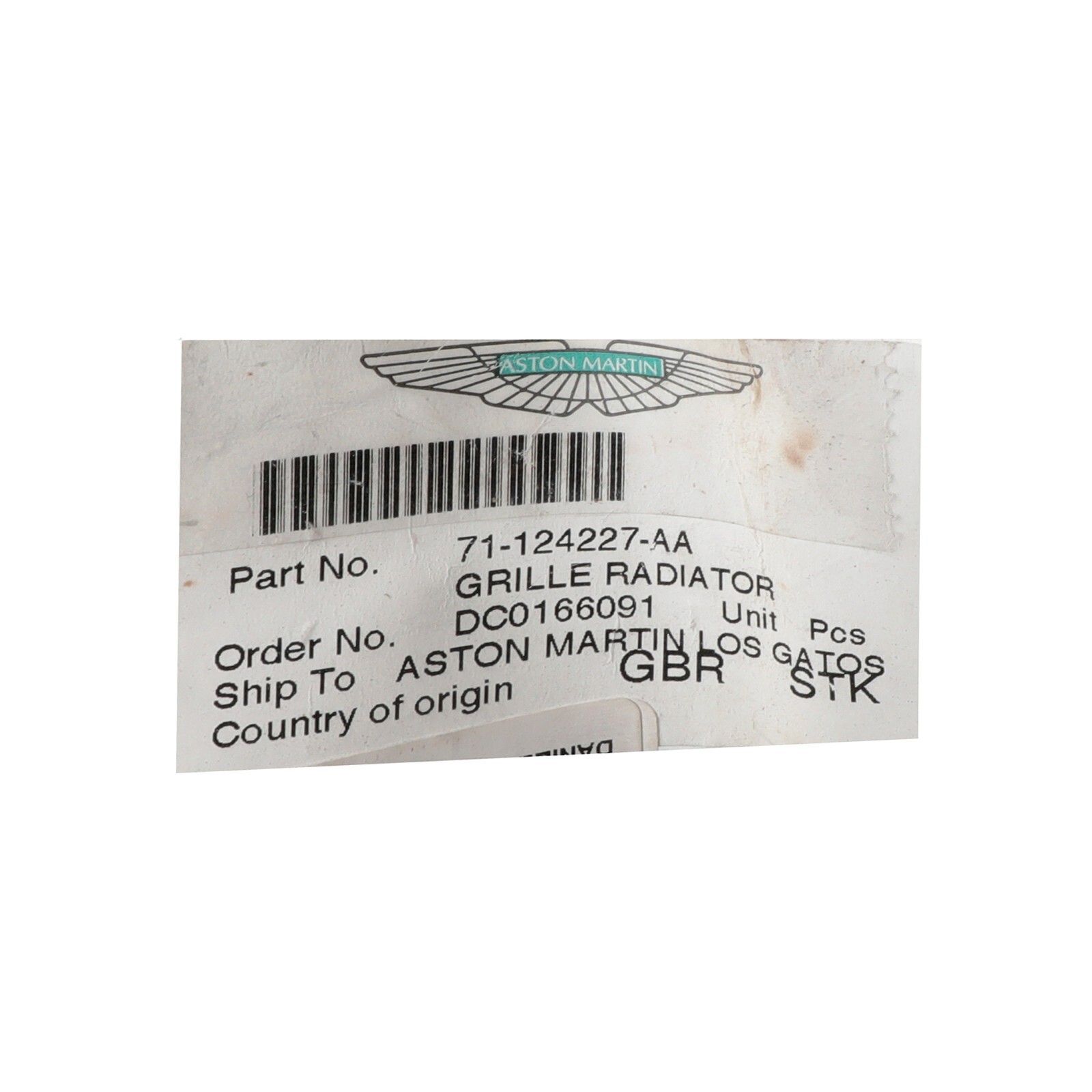 GENUINE ASTON MARTIN RADIATOR GRILLE UPPER STAINLESS OEM NEW 71-124227-AA
