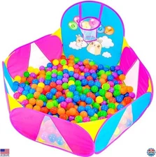4 Ft Kids Ball Pit with Basketball Hoop & Zipper Bag | Fun Playpen for Toddlers