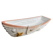 Wooden Boat Beach Home Decor Decorative Canoe Model Tray for Nautical Coastal...