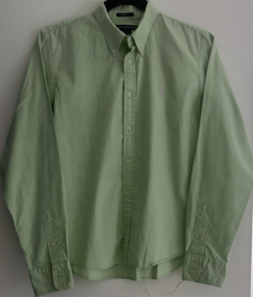 Slim Fit Green 100% Cotton Button-down Dress Shirt Women S