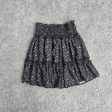 Altar'd State Black Floral Smocked Waist Ruffle Tiered Skirt Boho Casual Mini S