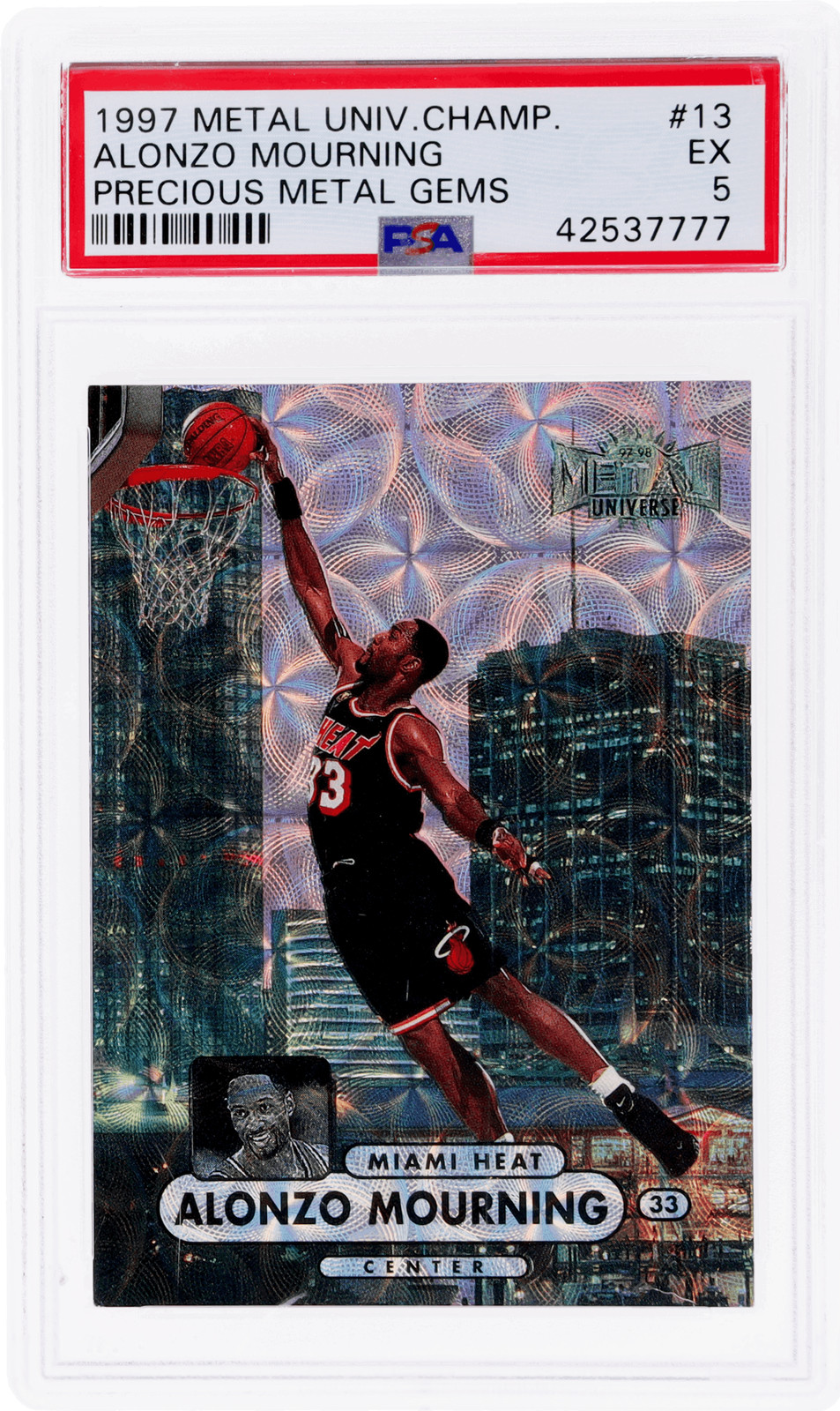 1997 Metal Universe Championship Alonzo Mourning Precious Gems #13 /50 PSA 5