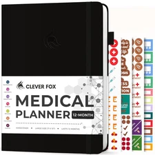 Clever Fox Large Medical Planner 12-Month – Medical Notebook, Health Diary, W...