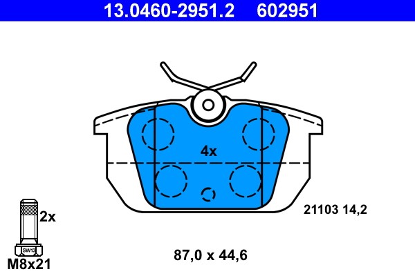 1X ATE 13.0460-2951.2 Bremsbelagsatz Scheibenbremse FüR Fiat Alfa Romeo Lancia-image