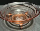 Vintage Heavy Pink Depression Three Footed 9" Serving Bowl