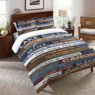 Laural Home Lake Rules Duvet Cover
