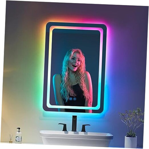 LED Bathroom Mirror with Lights, RGB Lighted Vanity Mirrors for 24"L x 16"W