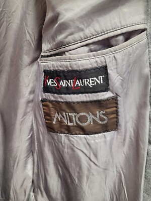 Yves Saint Laurent Blazer Mens 44R Grey 2 Button Pin Striped 3554