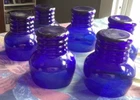 VINTAGE ANCHOR HOCKING COBOLT BLUE GLASS SMALL TUMBLERS. SET OF 6.