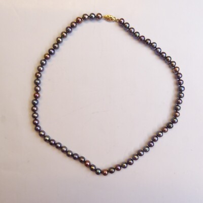 Perlenkette CP 14K Gold 17 Zoll Pfau schwarz