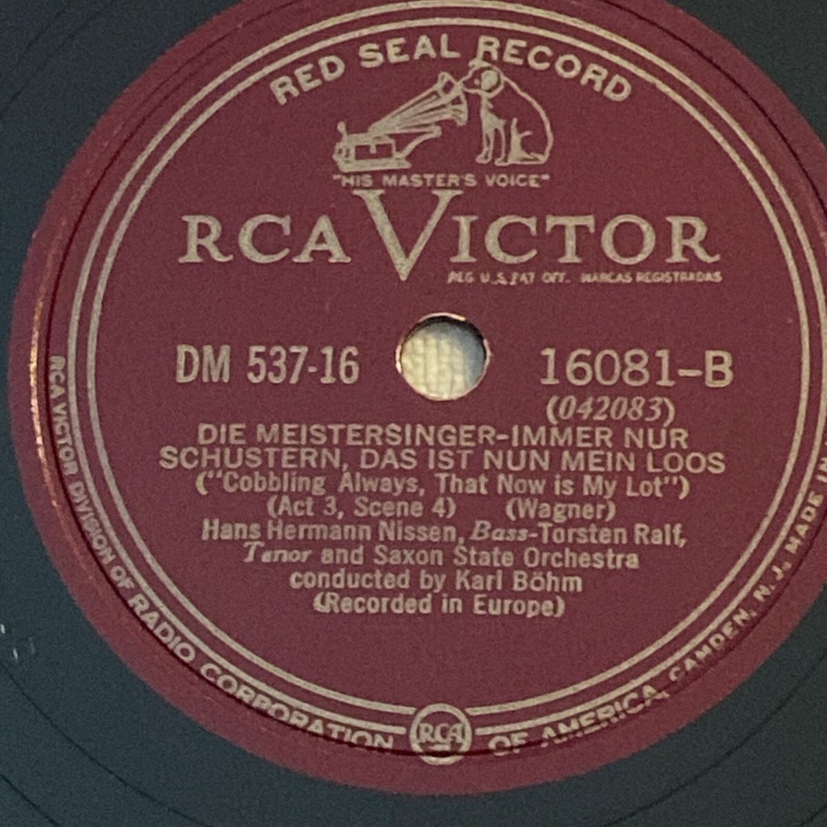 RCA Victor Red Seal 12” 78 RPM Hans Hermann & Saxon State