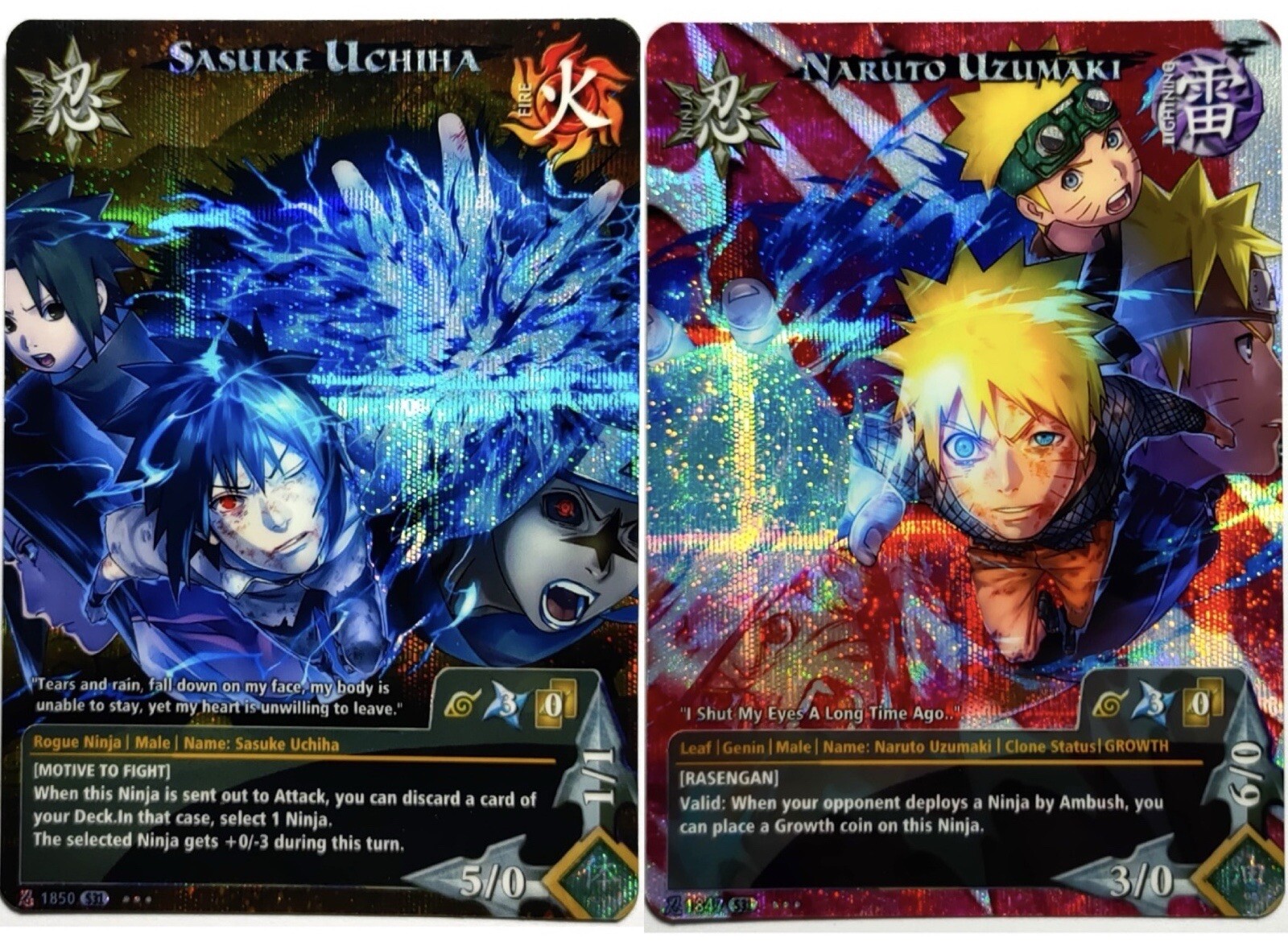 Carte Naruto TCG CCG Collectible Card Game Foil neuf Prism 140 Sasuke Uchiha