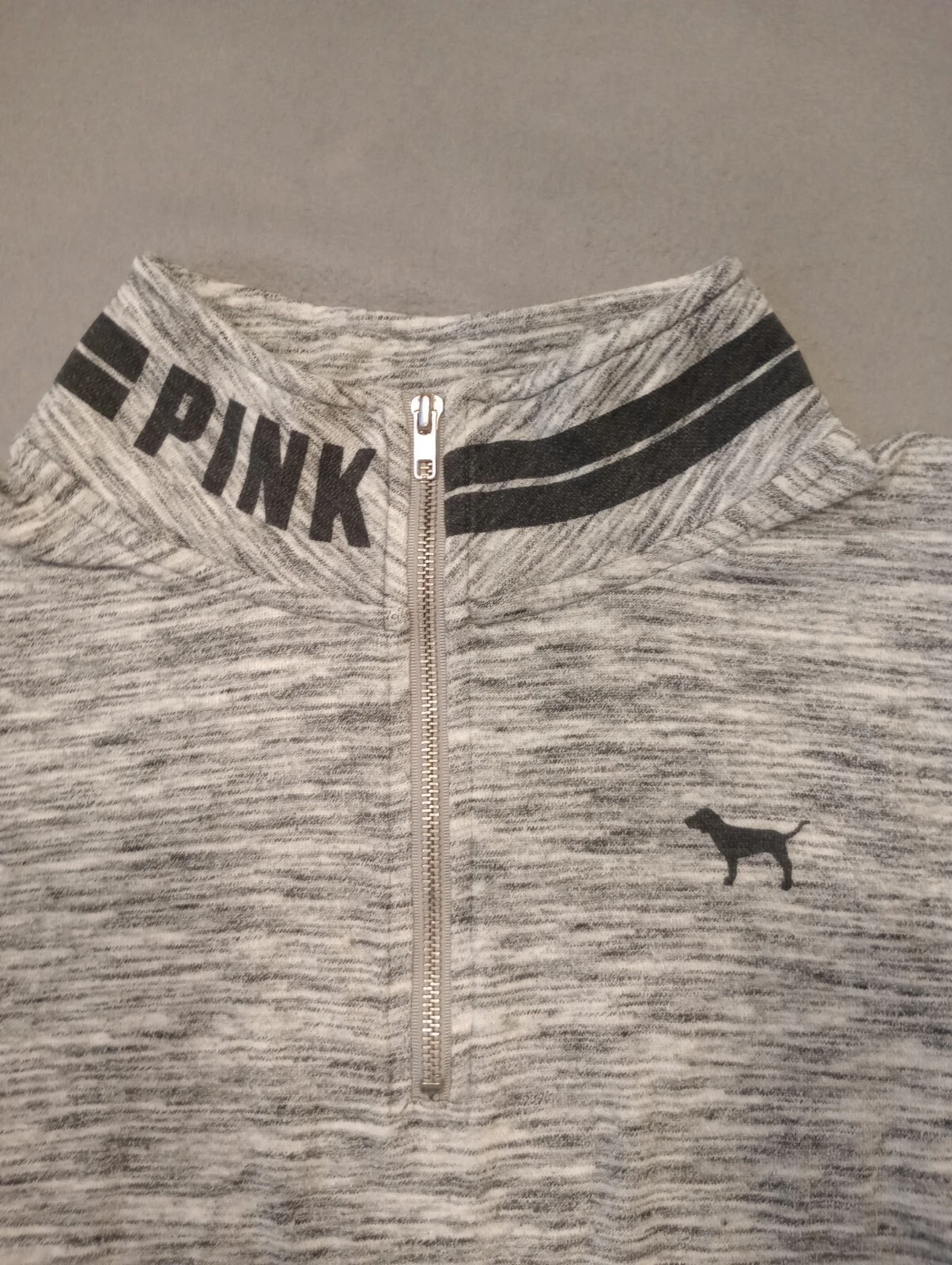 UNDERCOVER Felpa Victoria’s Secret rosa grande con cappuccio grigia manica lunga maglione zip 1 4