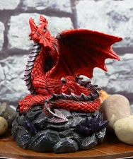 Ebros Smoke Fire Breathing Red Dragon Backflow Incense Cone Burner Statue Decor