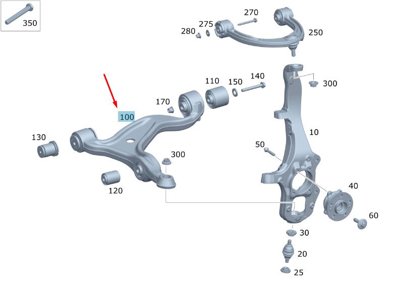 MB GLE W167 Front Right Lower Transverse Control Arm A1673300800 