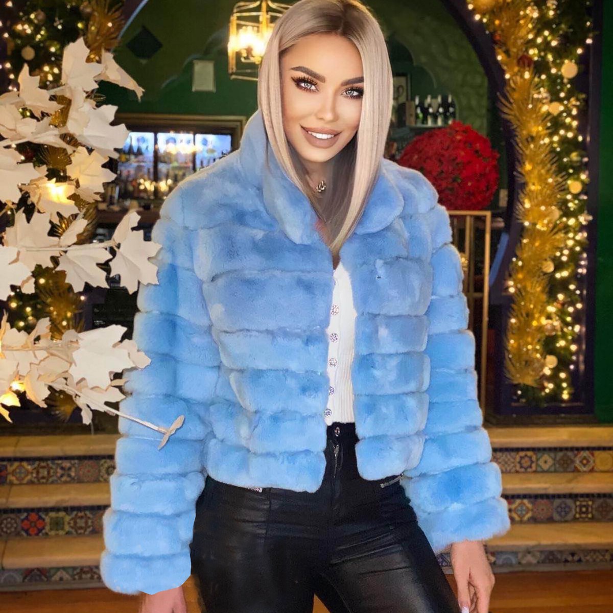 Bibiy LYATAILOREDJACKET 水色ファージャケット Bibiy