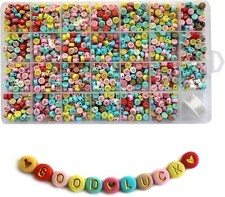 Amaney 1400 Pieces Letter Beads 4x7mm Gold on Colors 7x4mm,