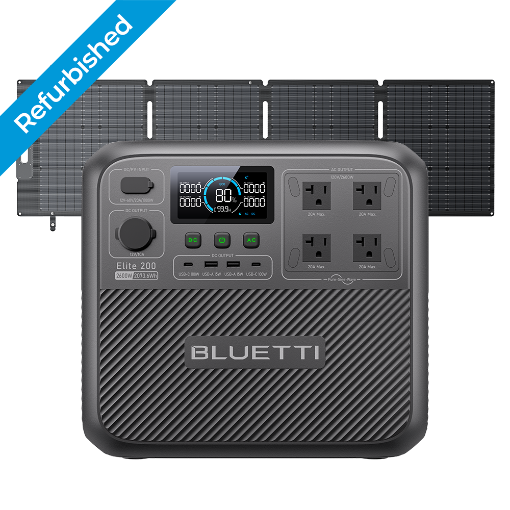 BLUETTI Elite200V2 2600W 2073Wh Power Station+200W Solar Panel