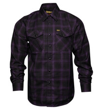 Dixxon Family Jewels Pearl Snap Purple Black Plaid Flannel Shirt Large Tall LT