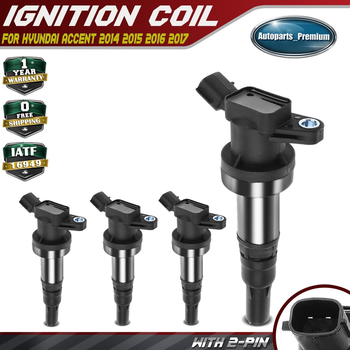 4pcs Ignition Coils for Hyundai Accent 2014 2015 2016 2017