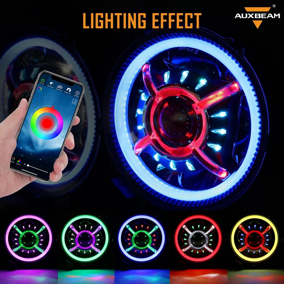 for Jeep Wrangler JL Gladiator JT 2018-2022 9 inch RGB LED Headlights Kits Hi/Lo - Image 2 of 4