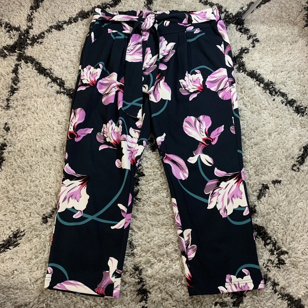 Floral stretch pants cheap
