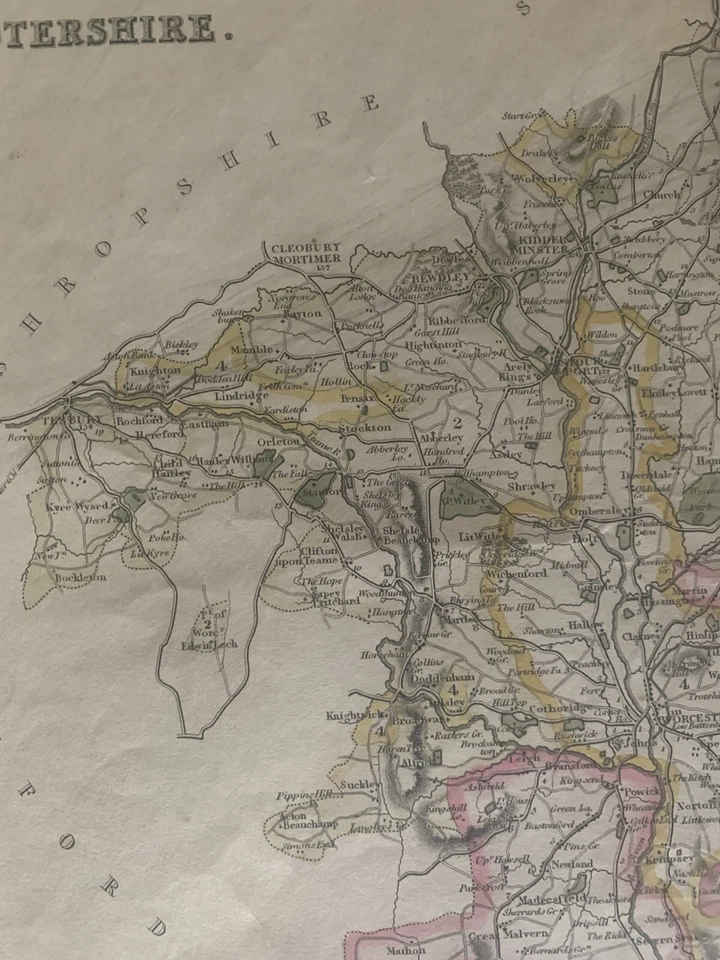 1830 Worcestershire by Hoare & Reeves Large Antique Hand Coloured Map - Image 2 of 4