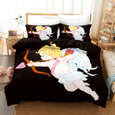 3D Angel Simple Cartoon Black Quilt Cover Set Bedding Sets Pillowcases 64