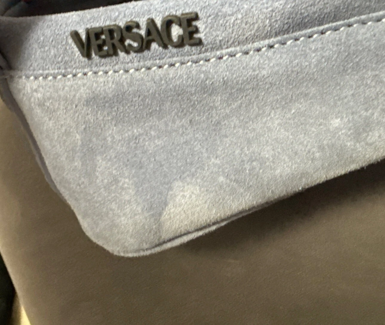 Scarpe mocassini Versace Villa scamosciate da guida Greca nuove $775 taglia 45