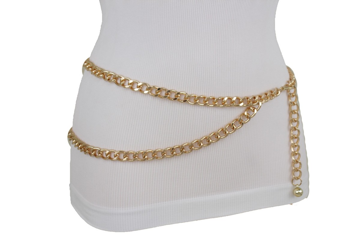 Y2K Chunky Gold Tone Metal Chain Link Belt Mob Wife Women’s Size S/M Women Fashion Belt Gold Metal Thick Chain Chunky Links Hip  main image 2