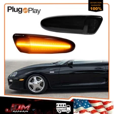 For 2000-2005 Celica/MR2 Spyder JDM Black Amber LED Front Side Marker Lights 2PC