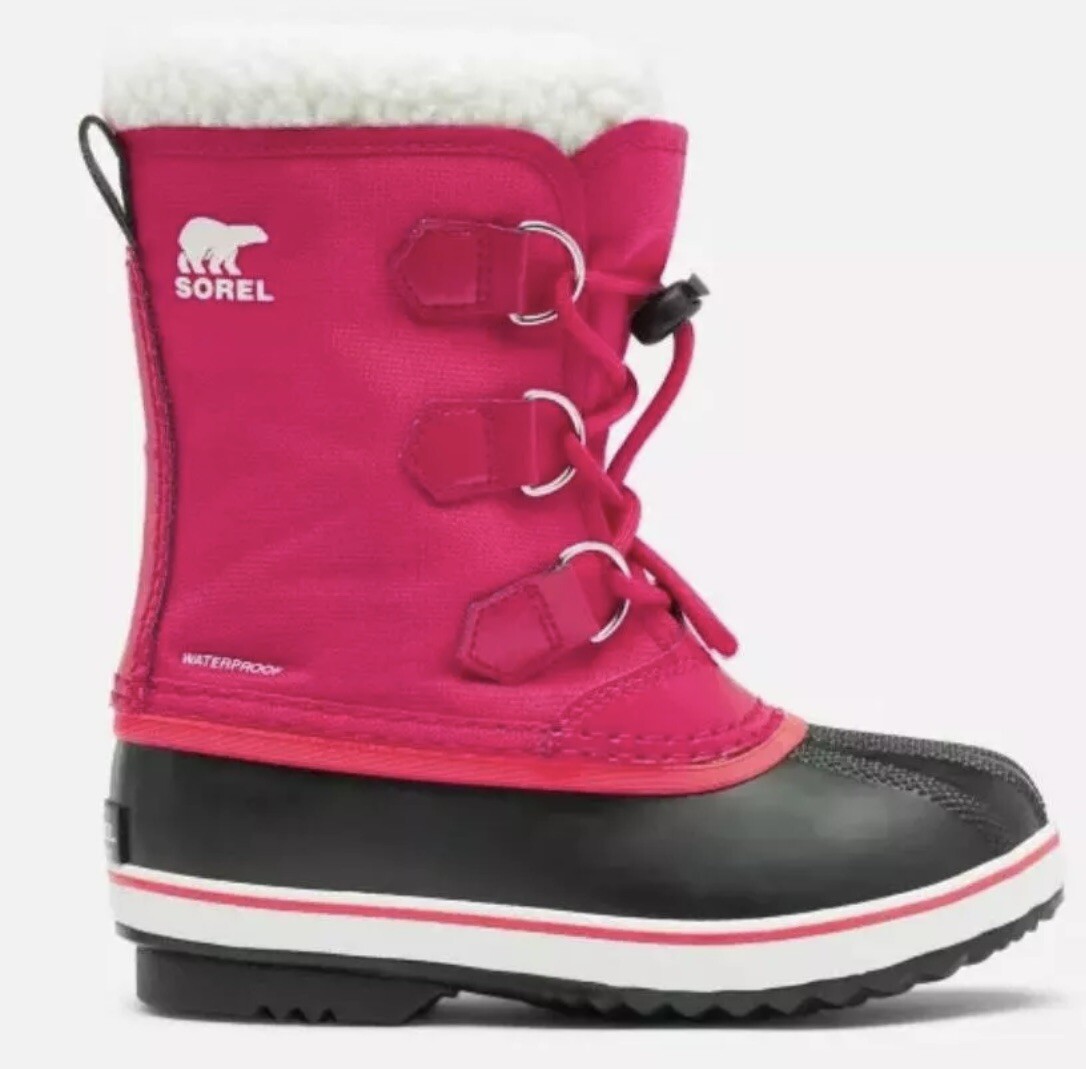 Sorel Yoot Pac Nylon Waterproof Boots Bright Rose Size Youth NIB