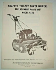 Snapper C-30 Tru-Cut Power Mower Parts List Catalog Manual reel Original!