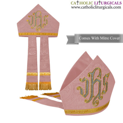 New Rose Mitre with IHS embroidery,mitra,Bishop's Mitre, New