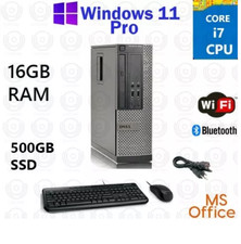 Dell Desktop i7 16GB RAM 500GB SSD Wifi Windows 11 Pro MS Office 2024