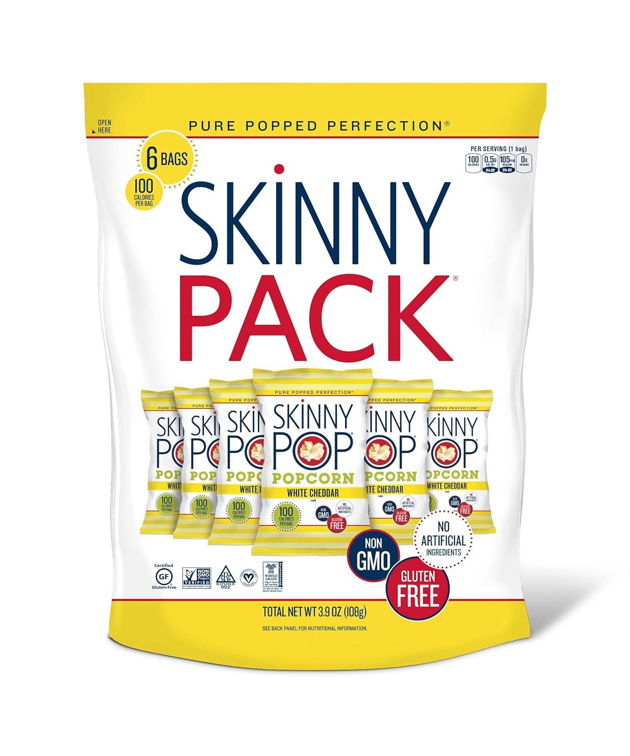 Попкорн Skinnypop Skinny Pop с белым чеддером, 6/65 Г