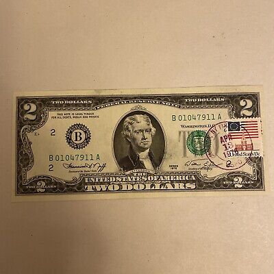 1976 $2 TWO DOLLAR BILL UNCIRCULATED EAGLE Stamp Cancelled 1976 $2 TWO DOLLAR BILL UNCIRCULATED EAGLE Stamp Cancelled