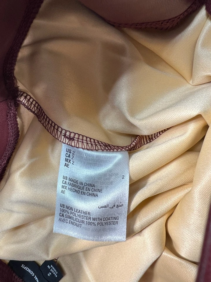 Pantalones de imitación de cuero International Concepts para mujer talla 2 borgoña nuevos sin etiquetas Foto 4 de 4