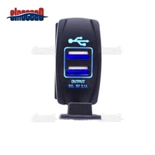 LED Blue Dual USB Power Charger Switch For Can-Am Maverick X3 Commander Defender