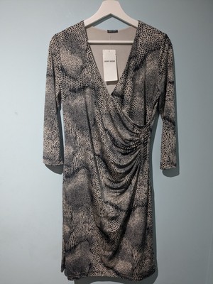 Gerry Weber Animal Print Ruched Side V-Neck Knee Length Dress, Size 12 RRP £95