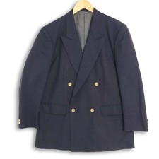 Christian Dior Navy Double-Breasted Wool Blazer with Gold Buttons Pre-Owned