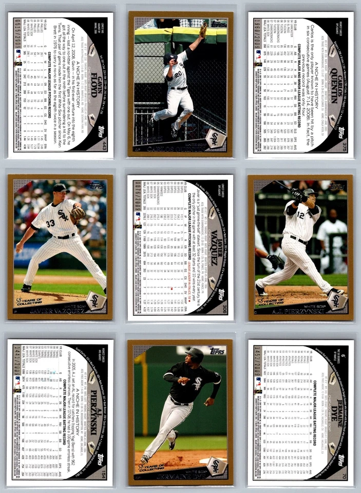 Chicago White Sox Topps Gold Serial Numbered #/2009 Baseball Card Lot (16) NM - Image 3 of 4