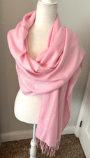 New PASHMINA Cashmere Wool Soft Pink Shawl SCARF Knotted Fringed WRAP 29X74 Wool