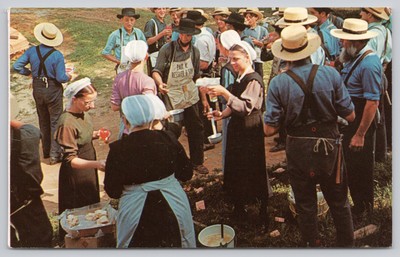s22424 Amish Scheune Raising Party Pennsylvania USA Postkarte