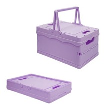 Small Collapsible Storage Crates, Foldable Plastic Baskets with Lids and Hand...