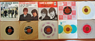 1960s 45s: BEATLES, Beach Boys, Peter/Gordan, Chad/Jeremy, Blood Sweat & Tears +