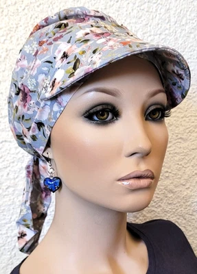 Leichte CHEMO Mütze mit SONNENBLENDE Schirm Mütze Bandana leicht Visor ELLY Neu - Bild 1 von 4