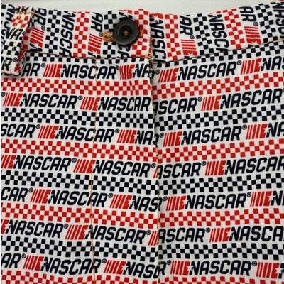 NASCAR All Over Print Checkered Racing Pants Red White Black Straight Leg XS